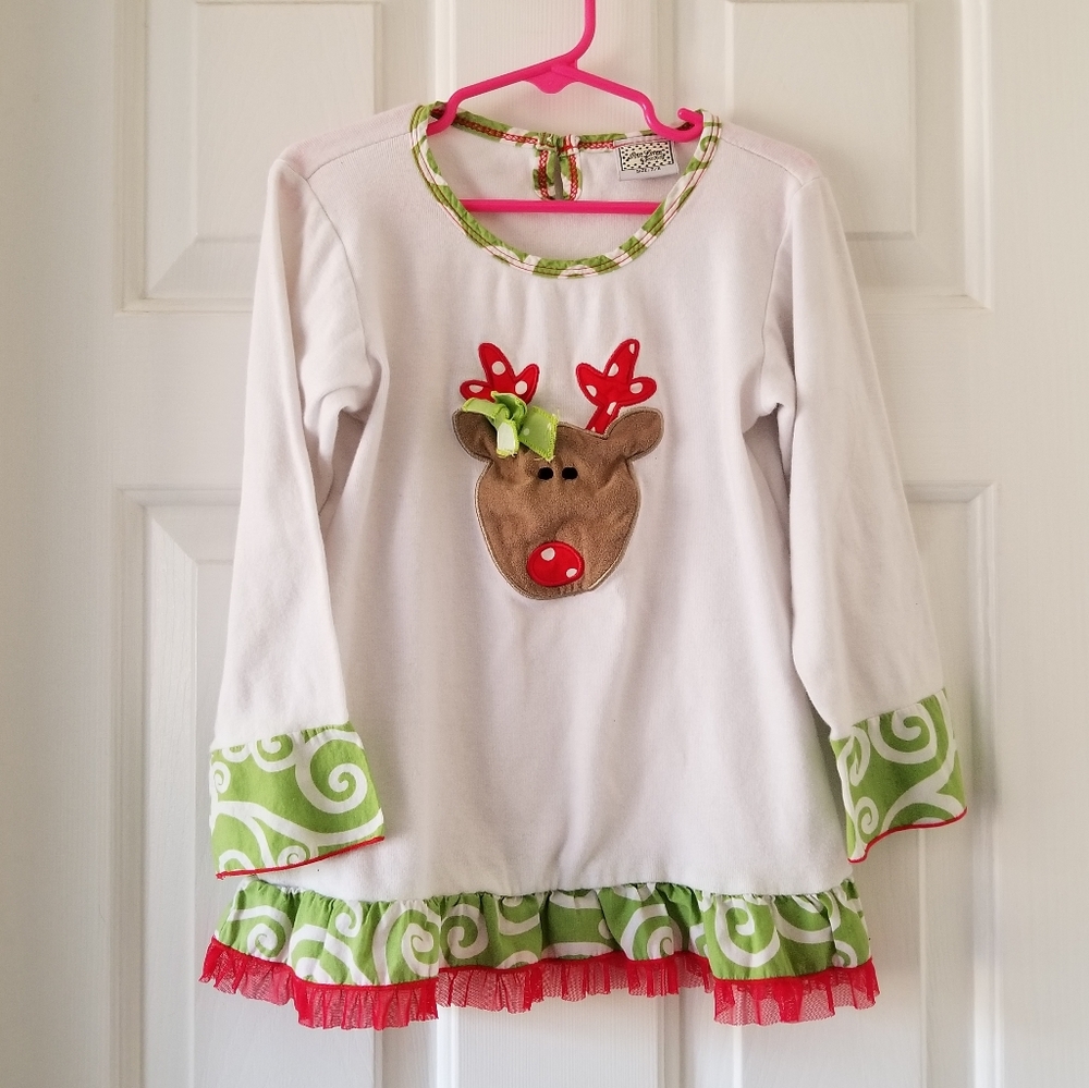Girls Reindeer Top